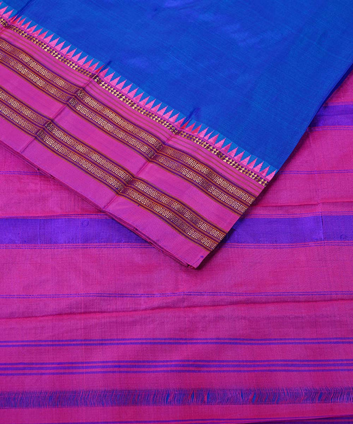 Royal blue handwoven narayanpet silk sari