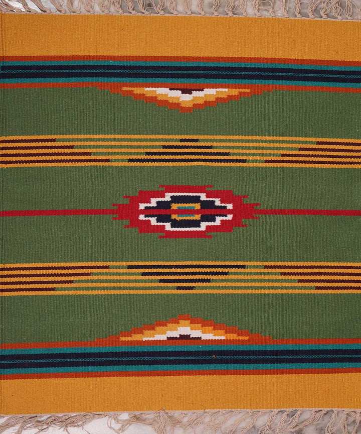 Parrot green handwoven cotton interlock dhurrie