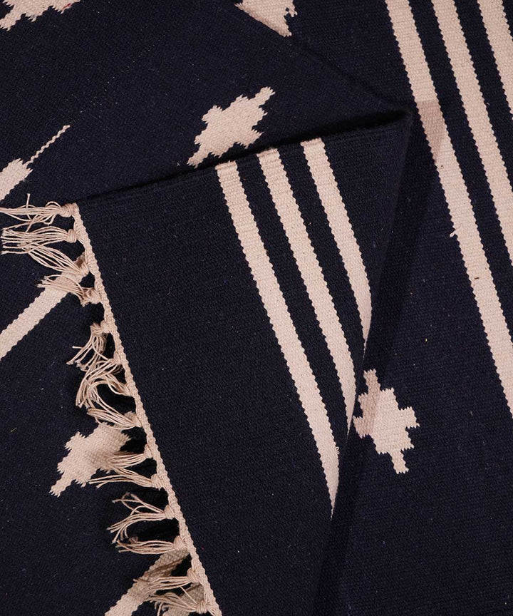 Black hand loom interlock cotton dhurrie