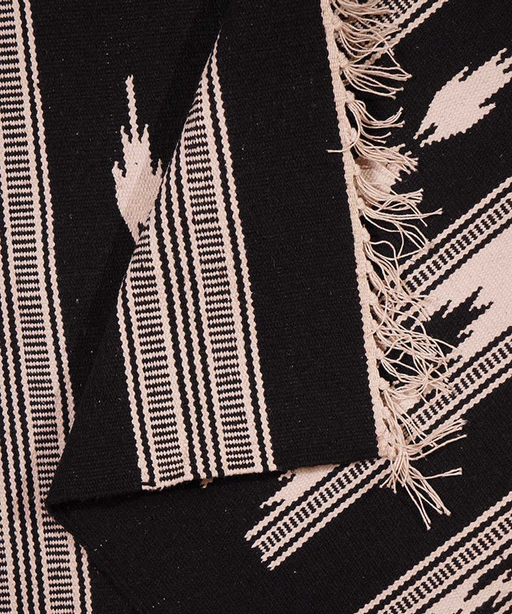 Black handloom interlock cotton dhurrie