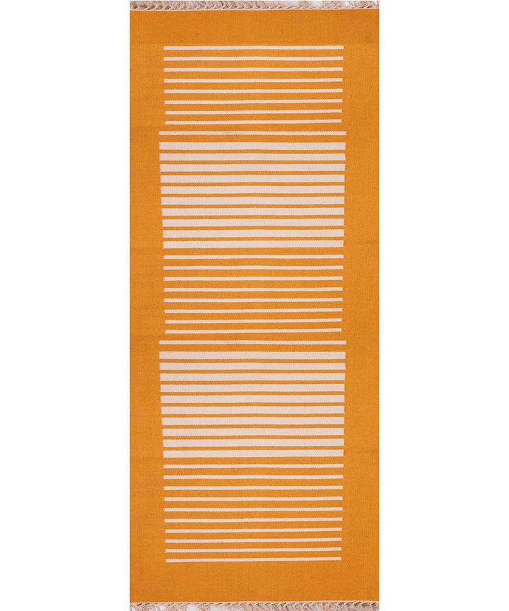 Yellow handwoven cotton interlock dhurrie