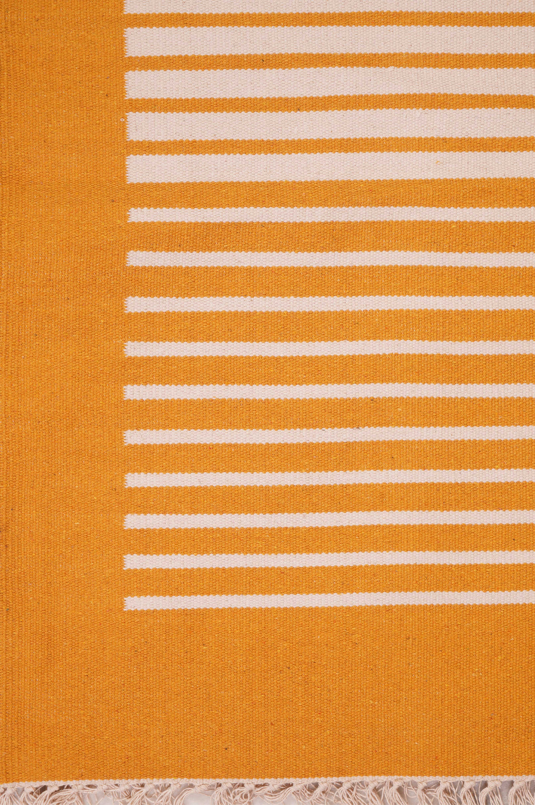 Yellow handwoven cotton interlock dhurrie