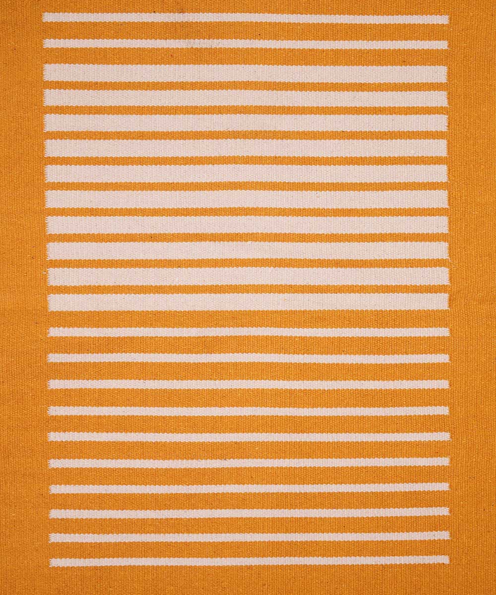 Yellow handwoven cotton interlock dhurrie