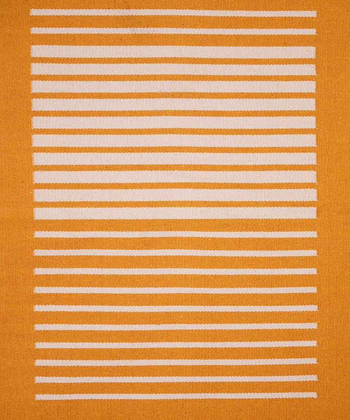 Yellow handwoven cotton interlock dhurrie