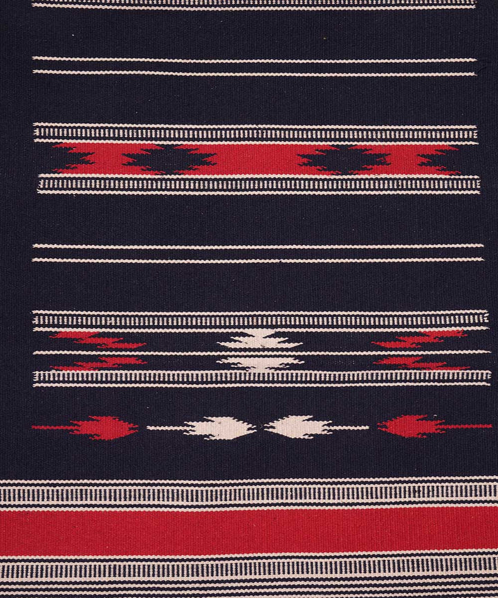 Dark blue handwoven cotton interlock dhurrie