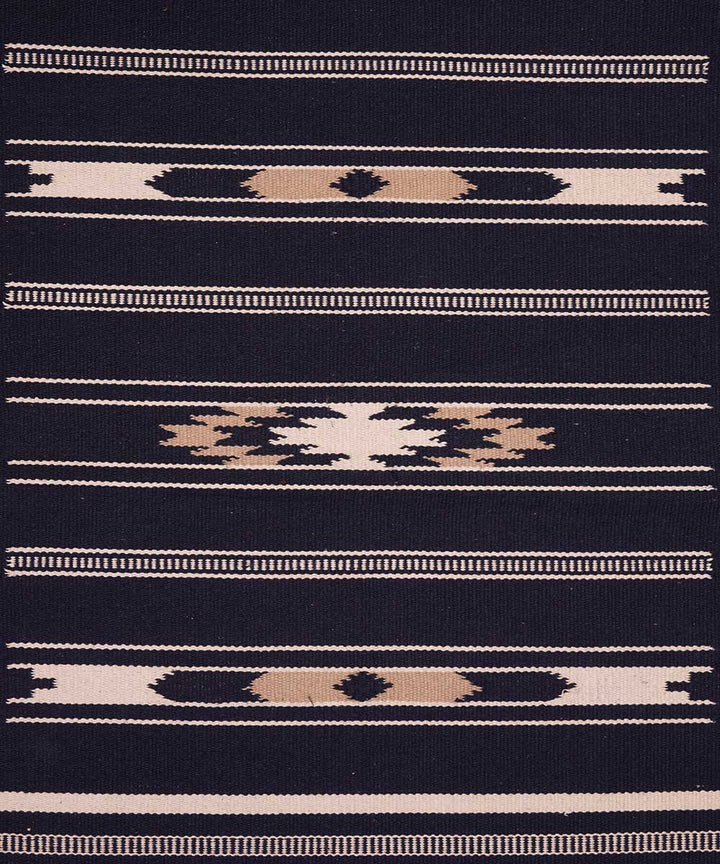 Black handwoven interlock cotton dhurrie