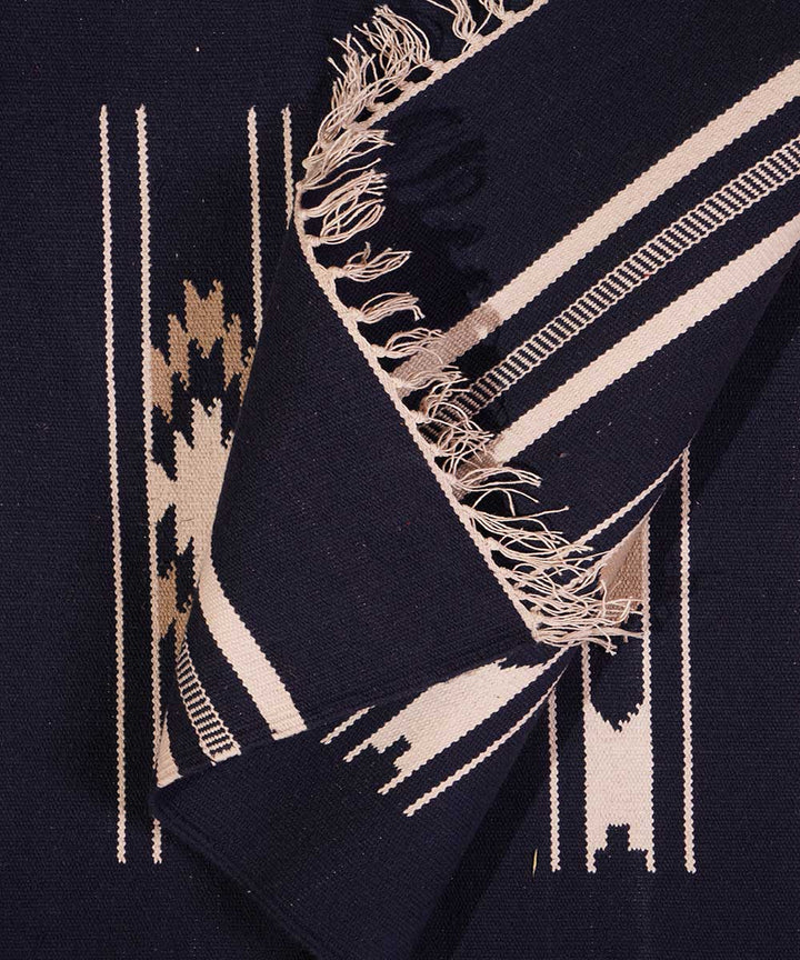Black handwoven interlock cotton dhurrie