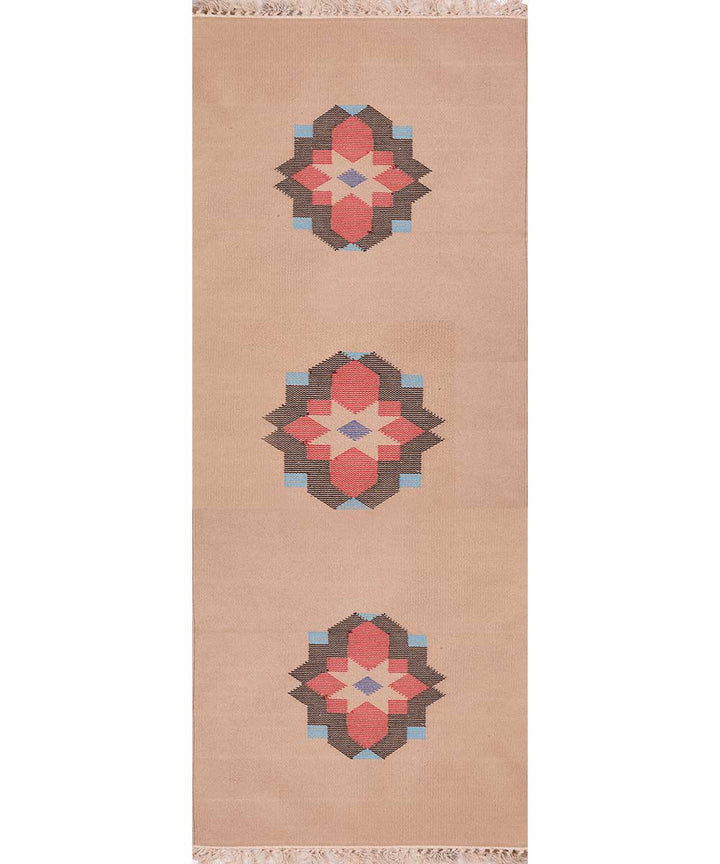 Cream handloom cotton interlock dhurrie