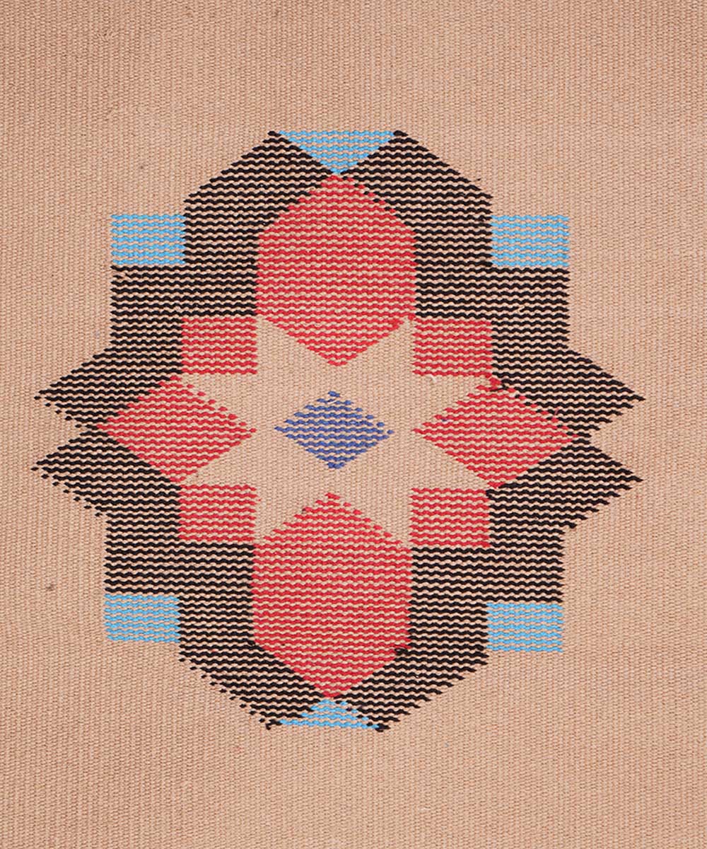 Cream handloom cotton interlock dhurrie