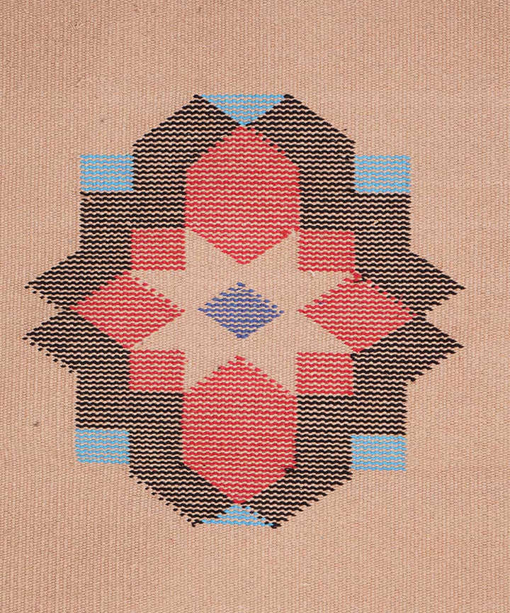 Cream handloom cotton interlock dhurrie