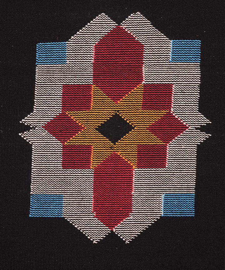 Black hand woven interlock cotton dhurrie