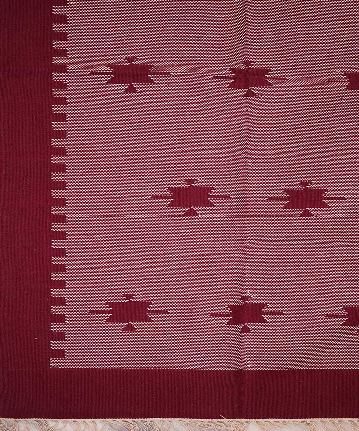 Maroon handwoven cotton interlock dhurrie