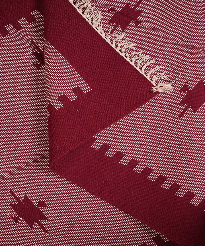 Maroon handwoven cotton interlock dhurrie
