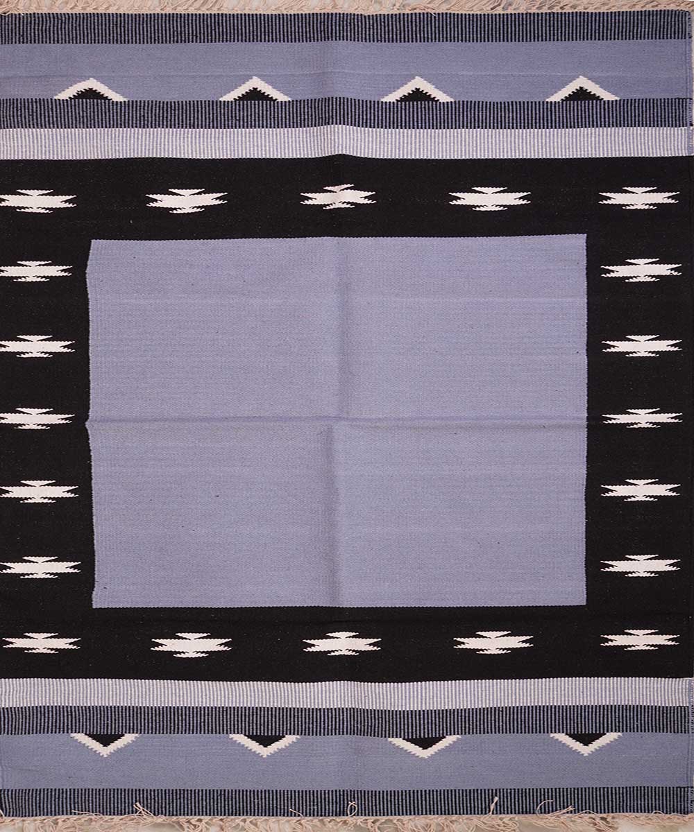 Grey handwoven cotton interlock dhurrie