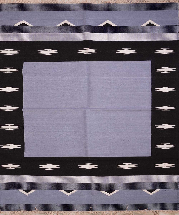 Grey handwoven cotton interlock dhurrie
