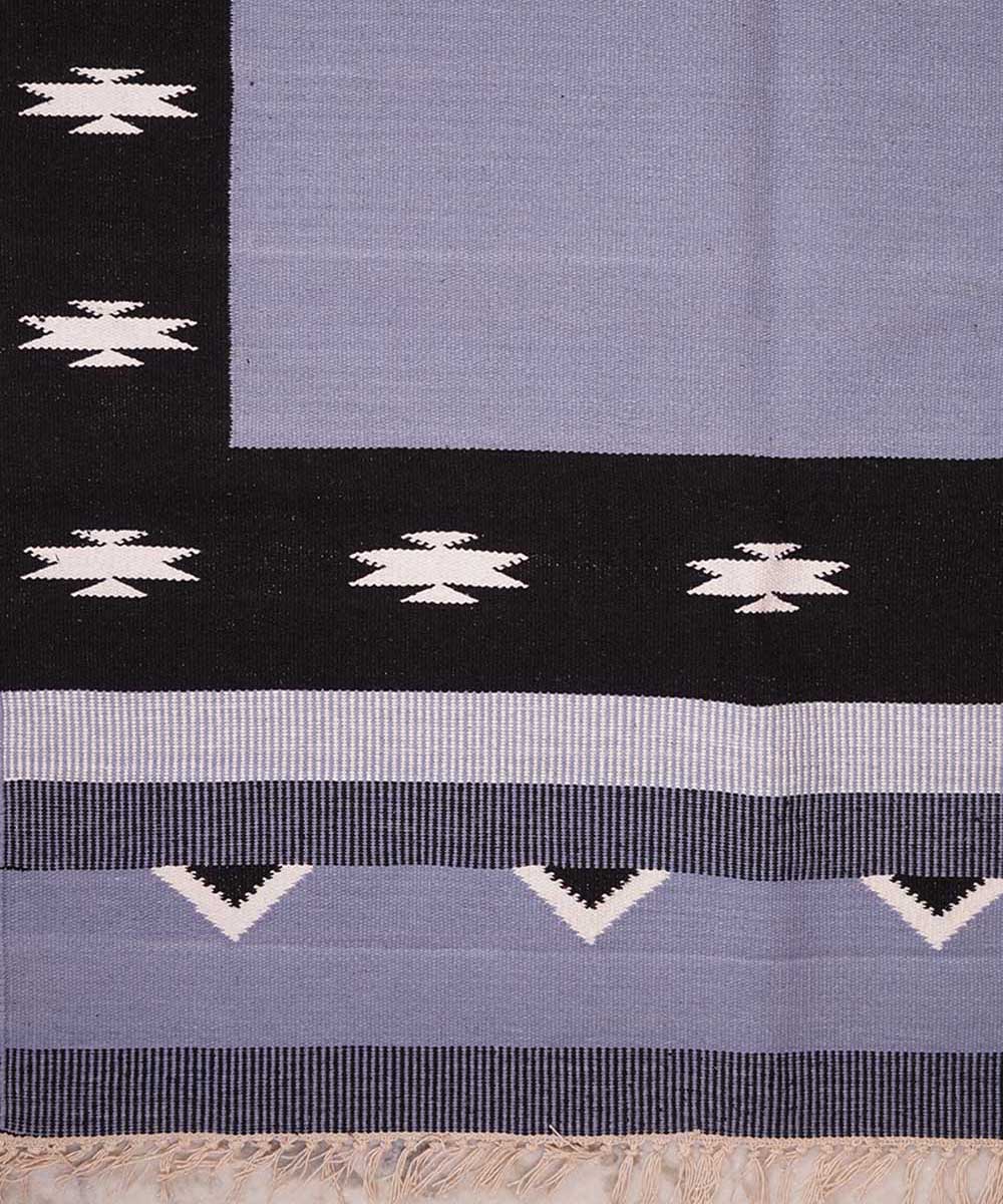 Grey handwoven cotton interlock dhurrie