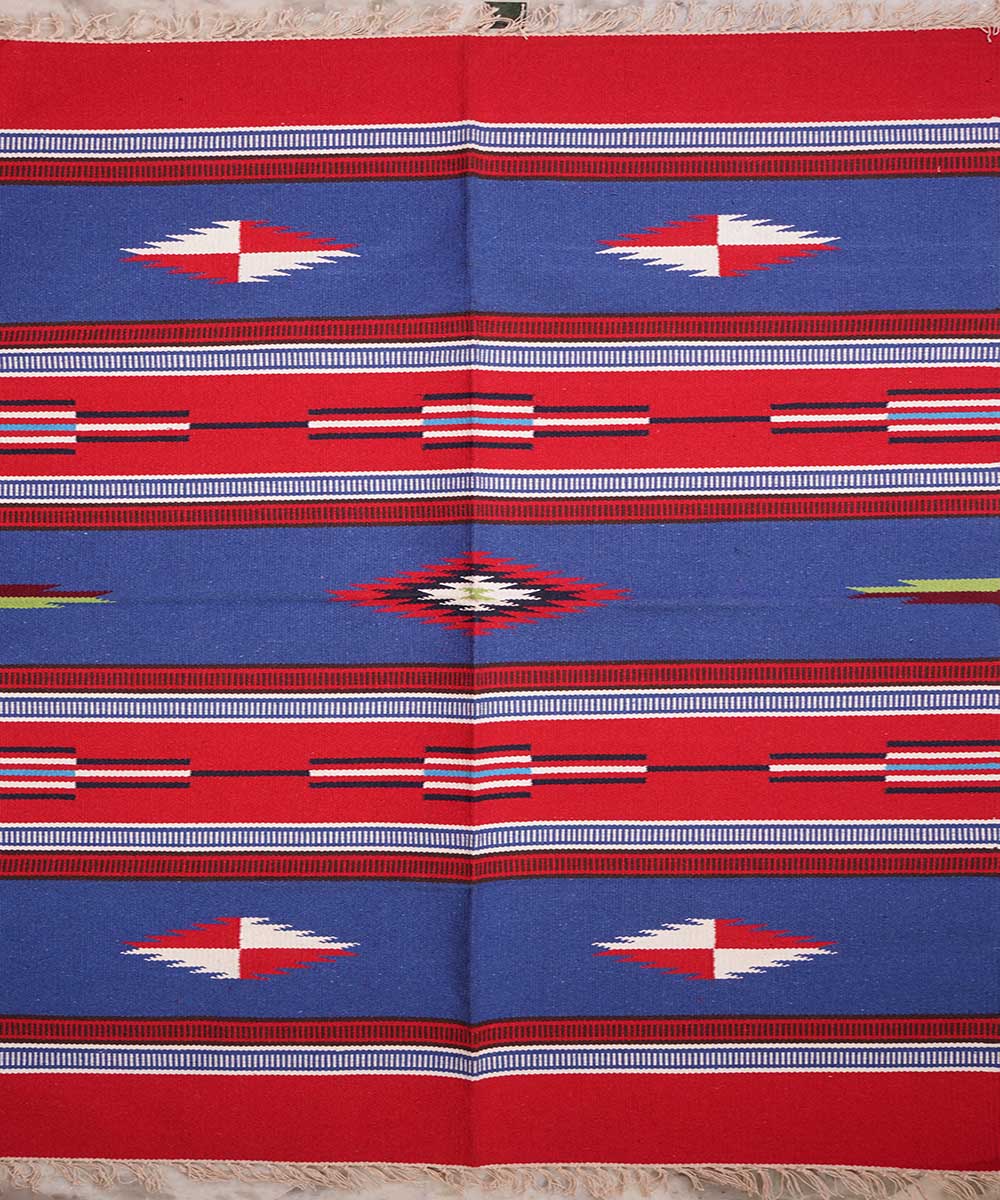 Multicolour handwoven cotton interlock dhurrie