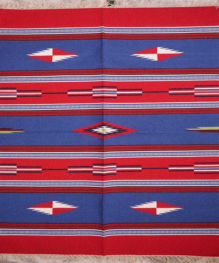 Multicolour handwoven cotton interlock dhurrie