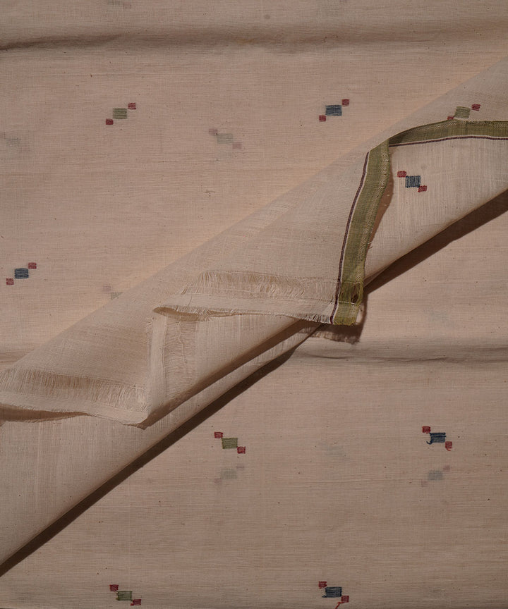 White natural dye handwoven cotton jamdani fabric