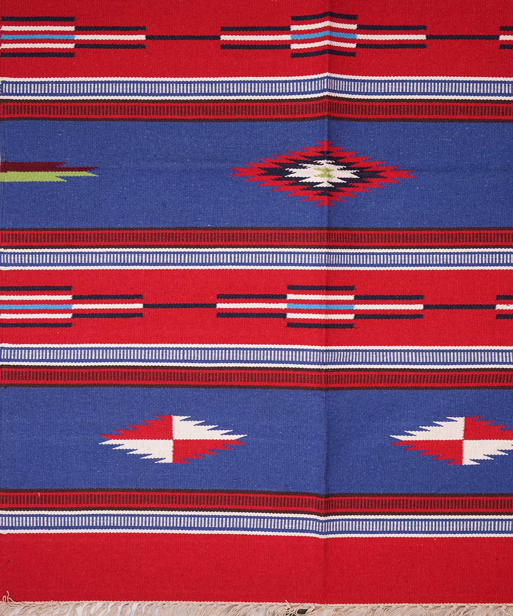 Multicolour handwoven cotton interlock dhurrie