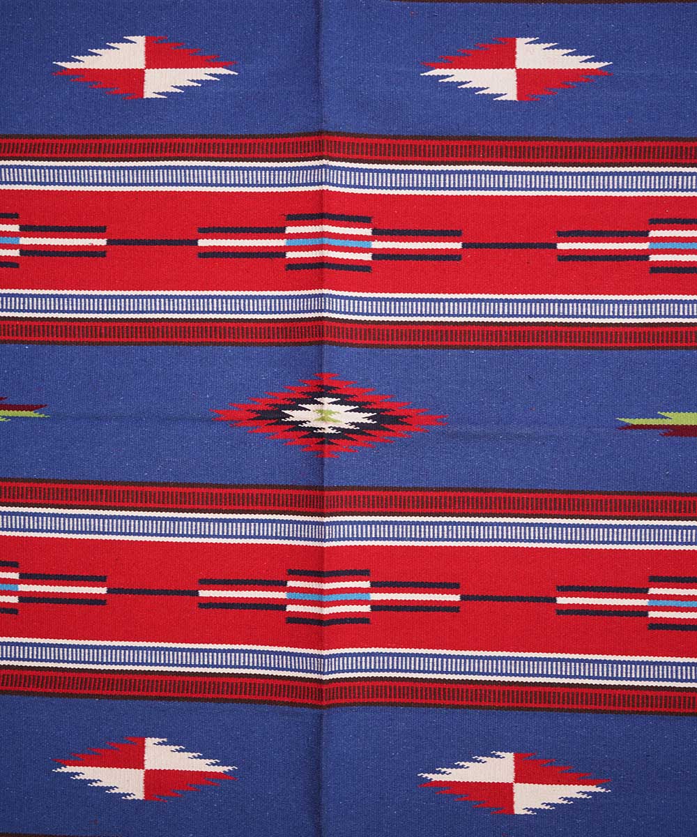 Multicolour handwoven cotton interlock dhurrie