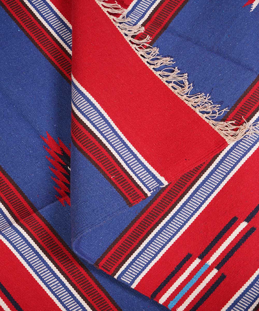 Multicolour handwoven cotton interlock dhurrie