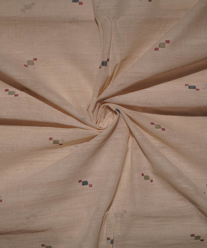 White natural dye handwoven cotton jamdani fabric