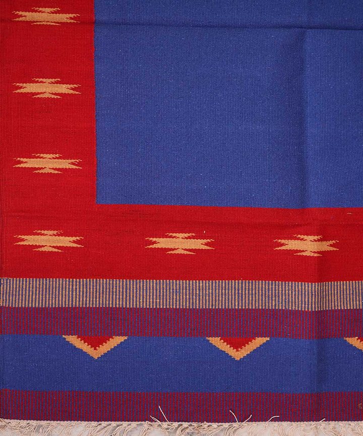 Blue handwoven cotton interlock dhurrie