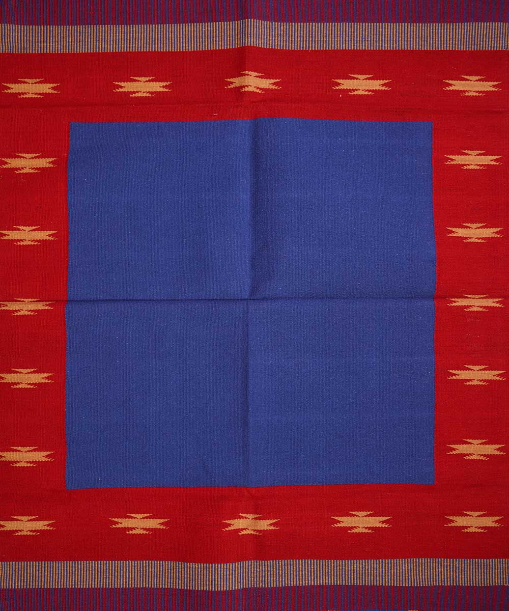 Blue handwoven cotton interlock dhurrie