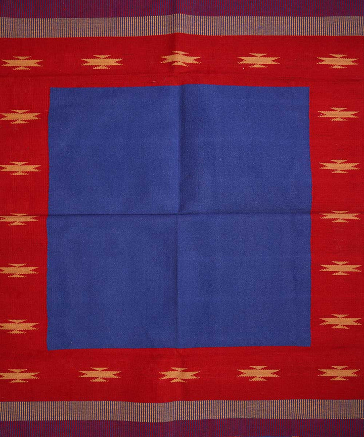 Blue handwoven cotton interlock dhurrie