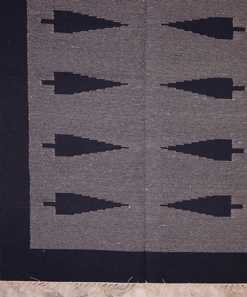 Black hand woven interlock cotton durrie