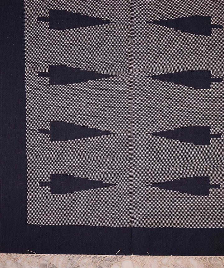 Black hand woven interlock cotton durrie