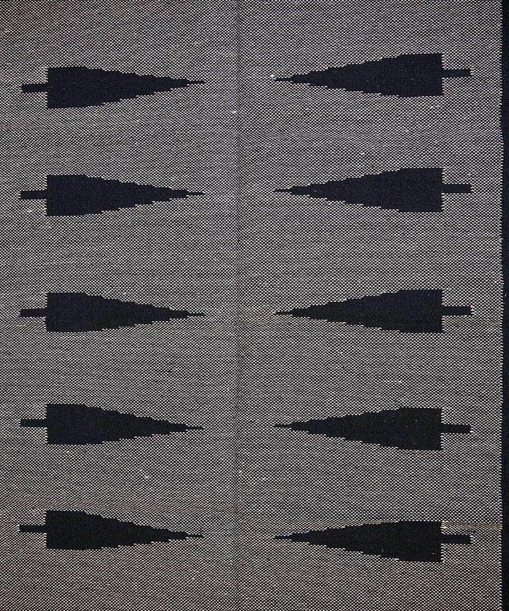 Black hand woven interlock cotton durrie
