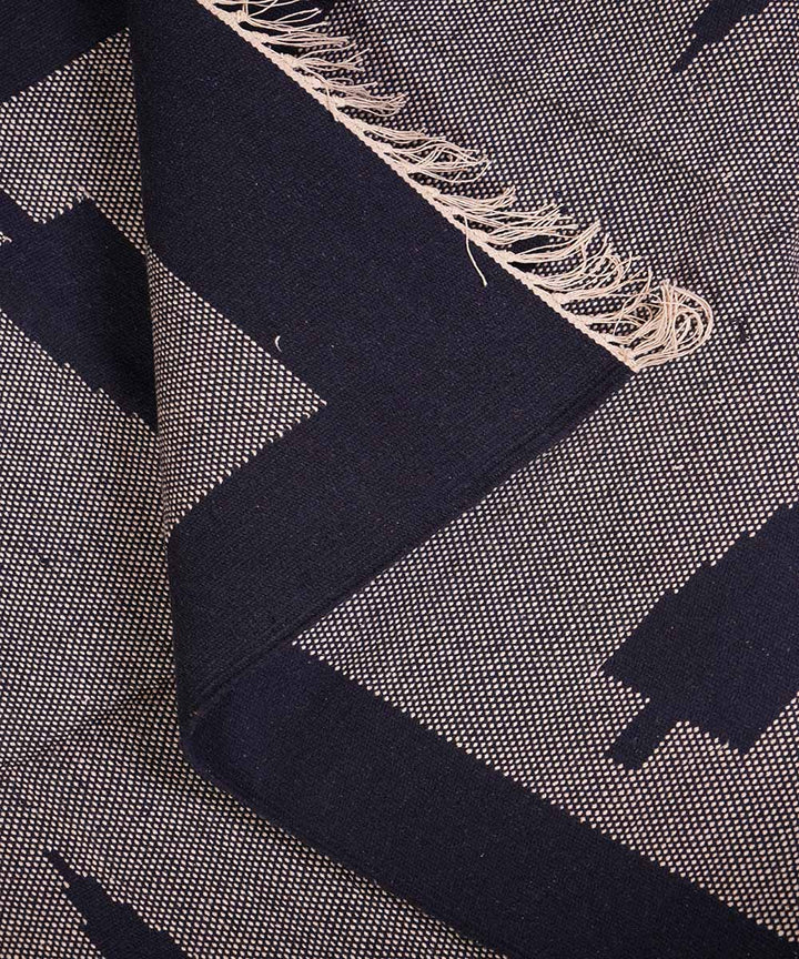 Black hand woven interlock cotton durrie