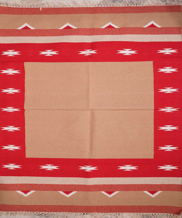 Cream handwoven cotton interlock dhurrie