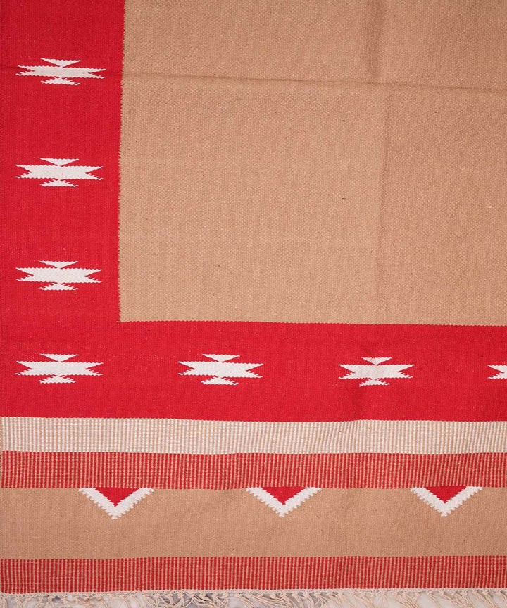 Cream handwoven cotton interlock dhurrie
