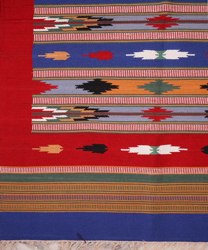 Red hand woven cotton interlock durrie