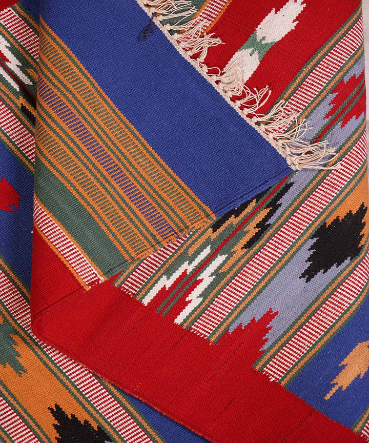 Red hand woven cotton interlock durrie