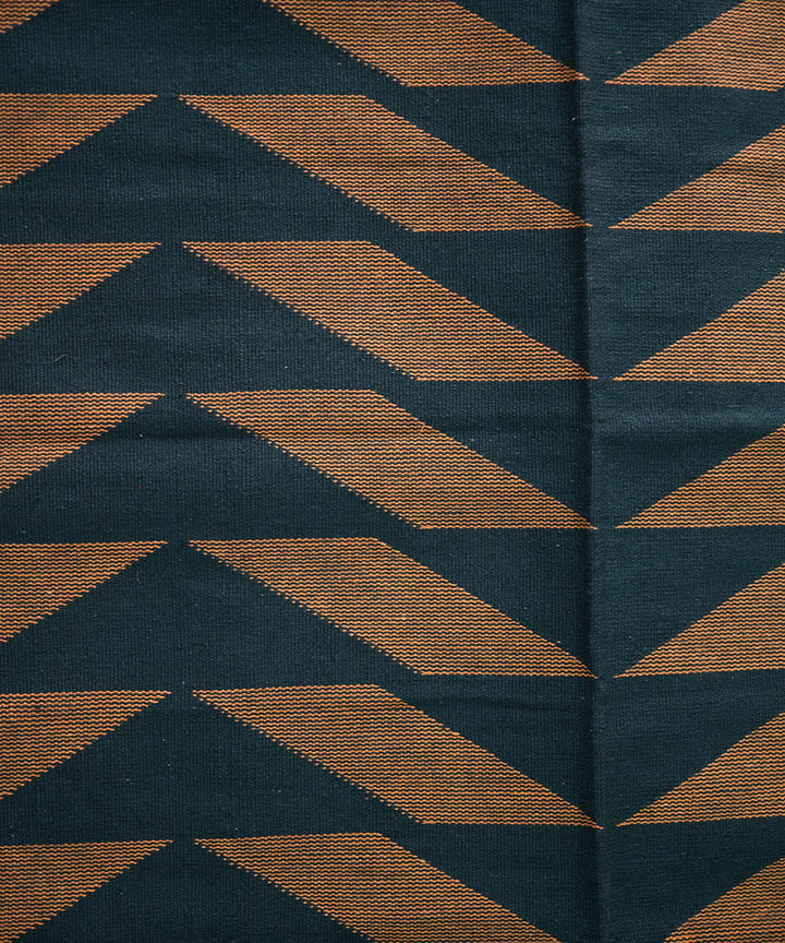 Dark green handwoven cotton interlock dhurrie