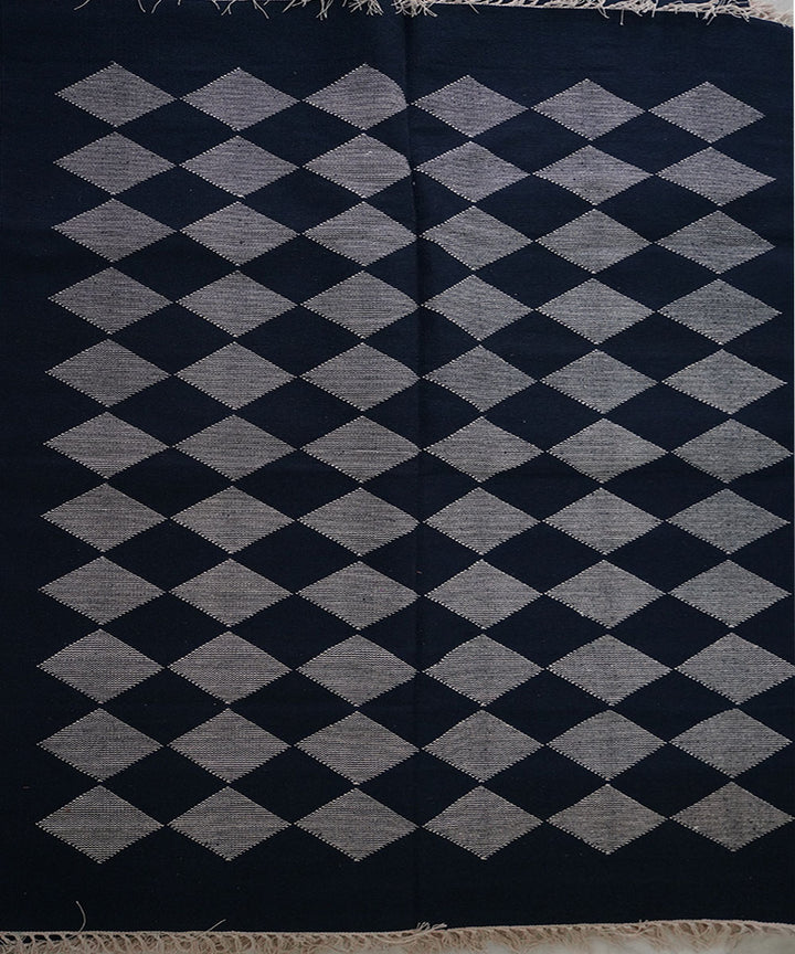 Black handwoven cotton interlock dhurrie