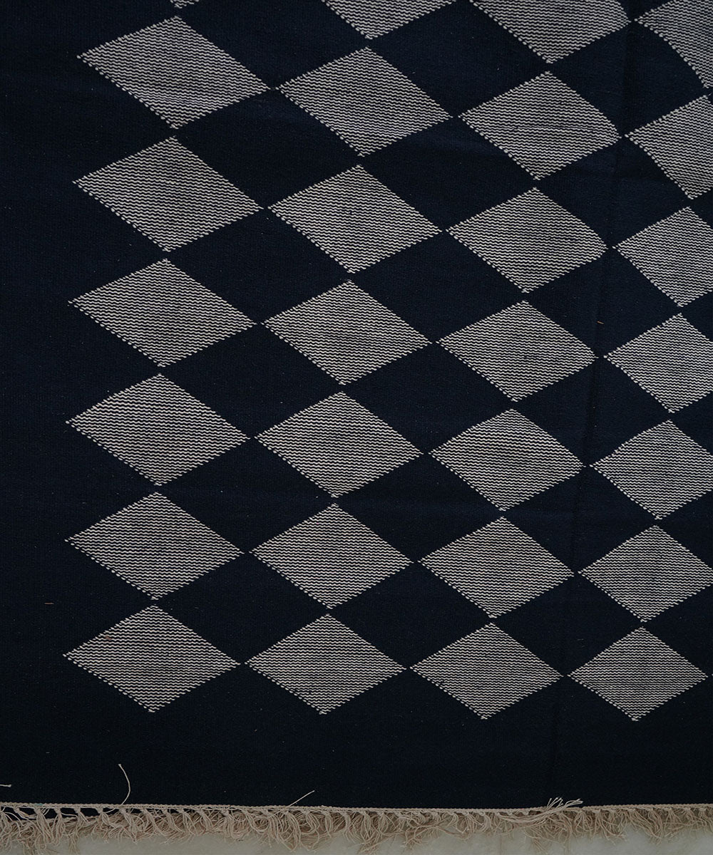 Black handwoven cotton interlock dhurrie