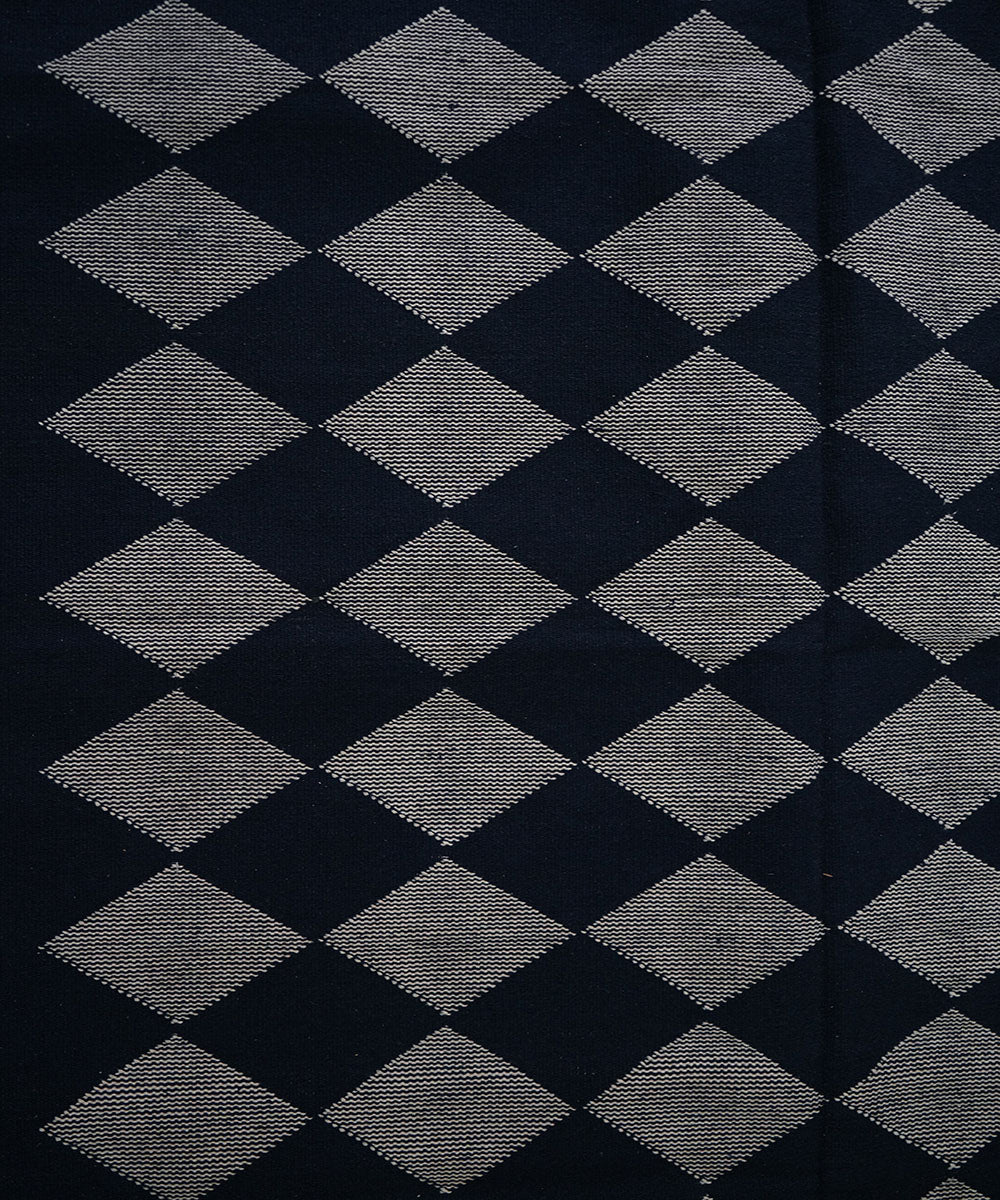 Black handwoven cotton interlock dhurrie