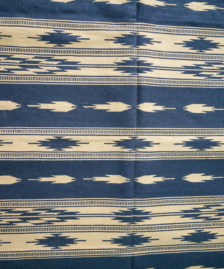 Black hand woven cotton interlock dhurrie