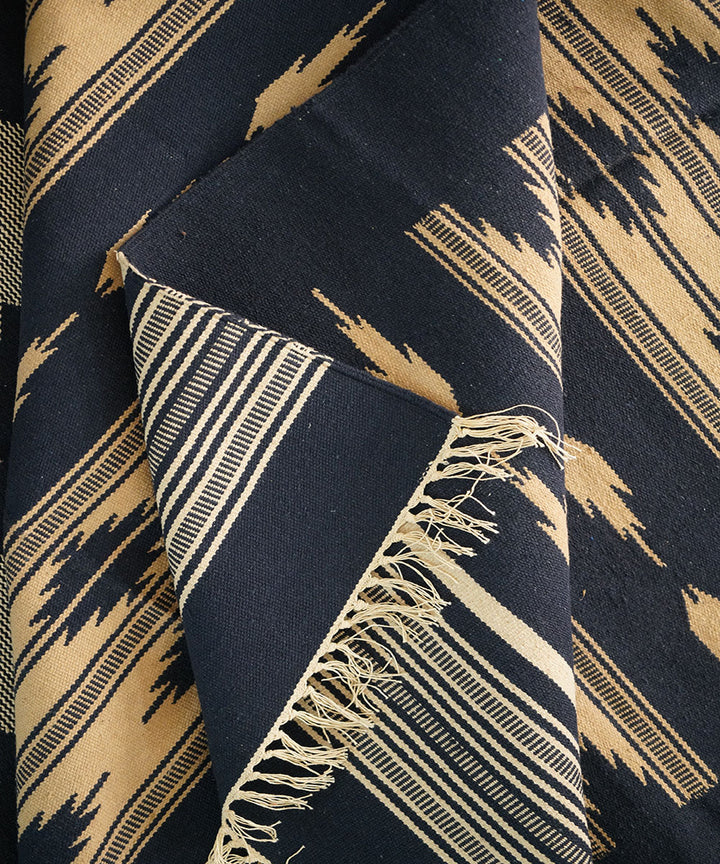 Black hand woven cotton interlock dhurrie