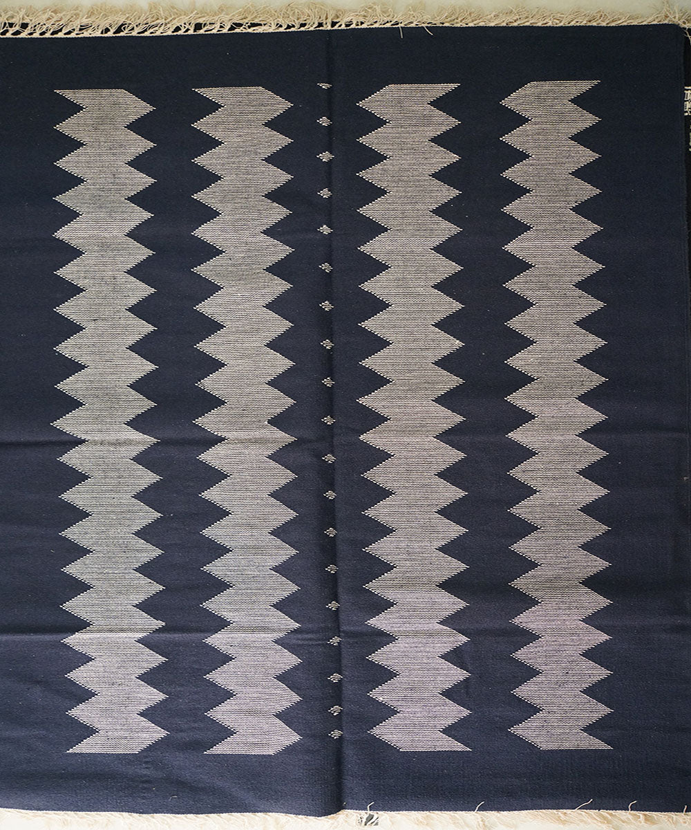 Black handloom cotton interlock dhurrie