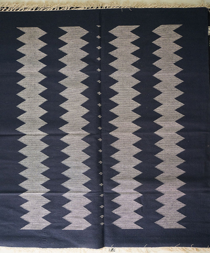 Black handloom cotton interlock dhurrie