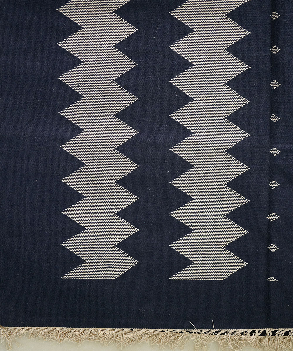 Black handloom cotton interlock dhurrie