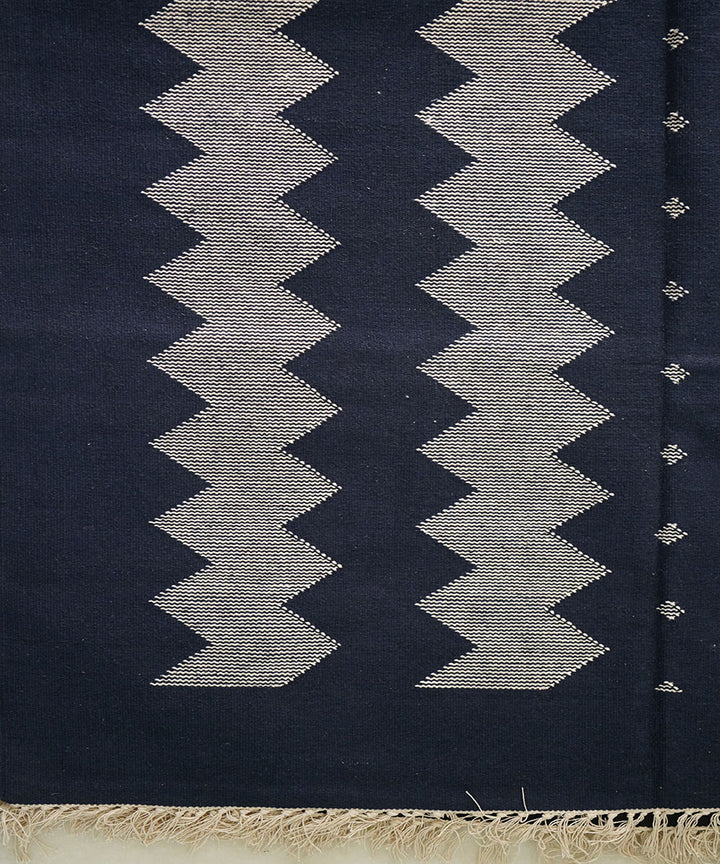 Black handloom cotton interlock dhurrie