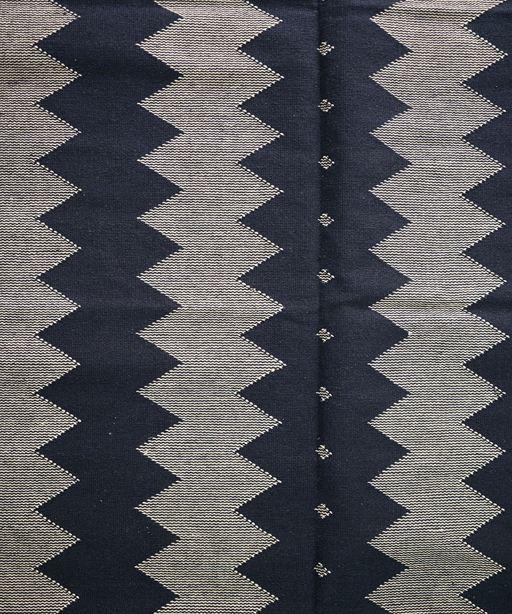 Black handloom cotton interlock dhurrie