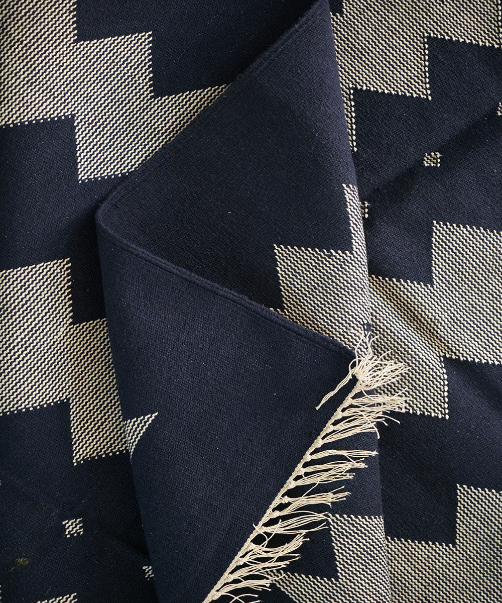 Black handloom cotton interlock dhurrie